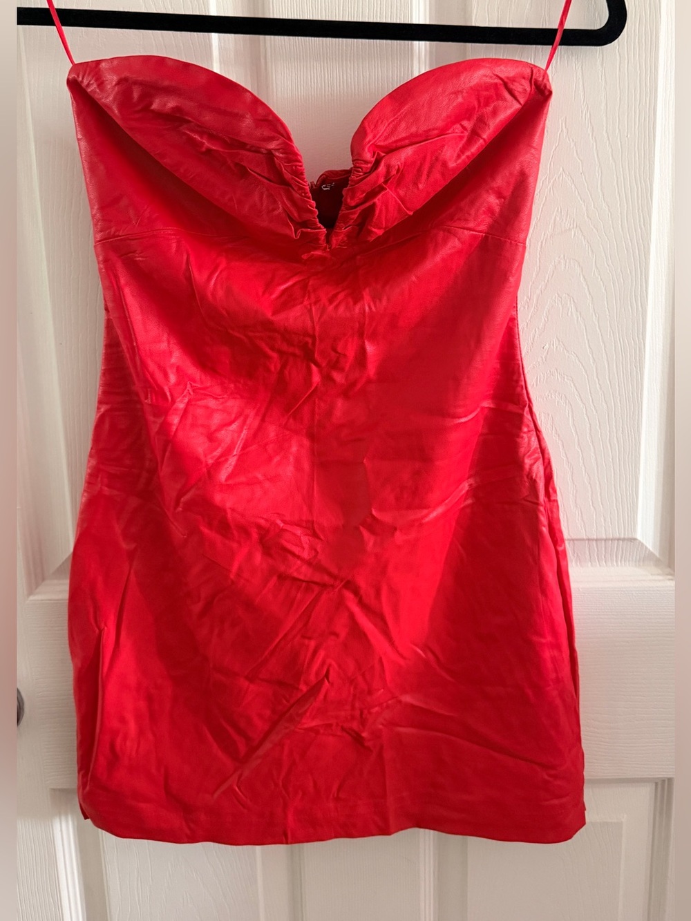 NWT Cotton Candy LA Red Faux Leather Mini Dress Size Small strapless
